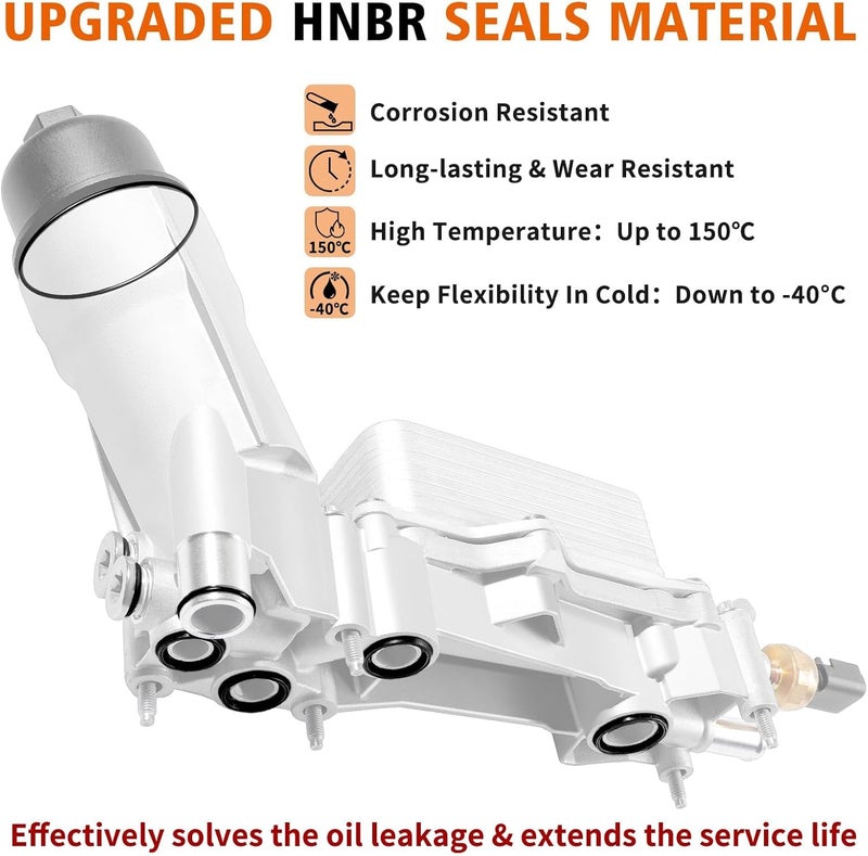 liriuda 926-959 Upgraded Aluminum Engine Oil Cooler Kit and Oil Filter Housing Assembly Gaskets Sensor Fit for 3.6L 2011-2016 Chrysler 200 300, Dodge Charger, Grand Cherokee, ProMaster 3.6 V6 926-876 - Image 4